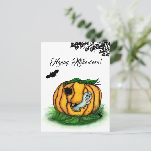 De geest van Halloween, Bat, Ghost en Spider Briefkaart (Staand voorkant)