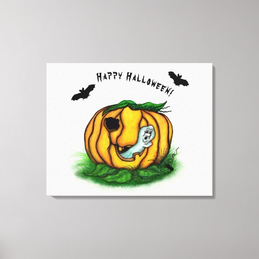 De geest van Halloween, Bat, Ghost en Spider Canvas Afdruk (Voorkant)