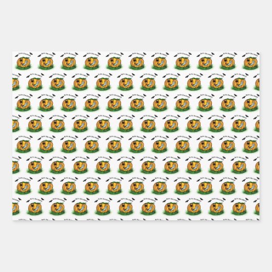 De geest van Halloween, Bat, Ghost en Spider Inpakpapier Vel (Voorkant)