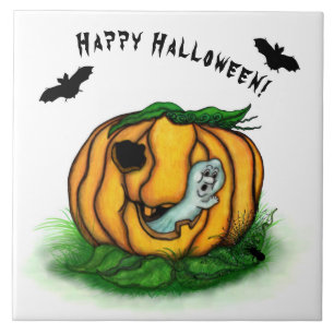 De geest van Halloween, Bat, Ghost en Spider Tegeltje