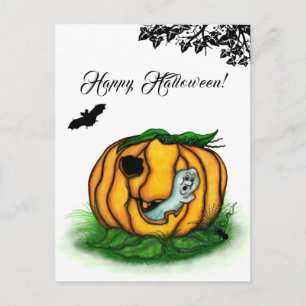 De Geest van Halloween, Vleermuis, Geest en Spin Briefkaart