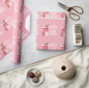 De gehakte koffie is mijn liefdeslichtroze omslagp cadeaupapier