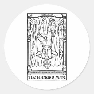 De Gehangene Tarotkaart Halloween Marionet Griezel Ronde Sticker