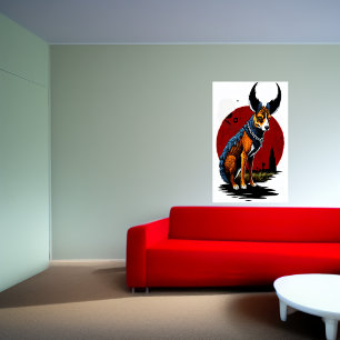 De gehoornde hond AI Art Poster