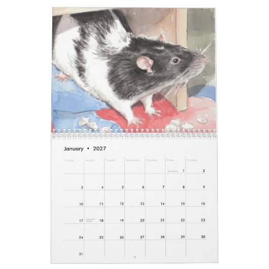 De geïllustreerde Rat 2012 Portretkalender Kalender (Jan 2027)