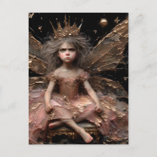 De geïrriteerde kleine Schattige fee roze en goud Briefkaart