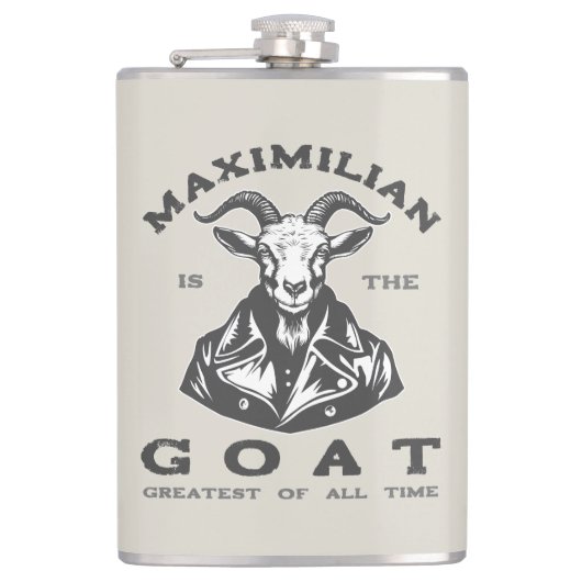 De geit (grootste aller tijden) met Jouw naam Heupfles (Voorkant)