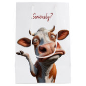 De Gekke Koe - "Serieus?" Grappig offerte ontwerp Medium Cadeauzakje (Achterkant)