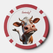 De Gekke Koe - "Serieus?" Grappig offerte ontwerp Poker Chips (Achterkant)