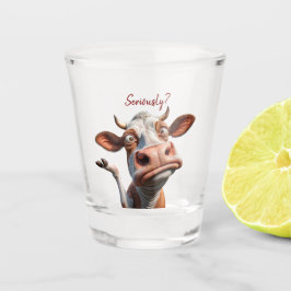 De Gekke Koe - "Serieus?" Grappig offerte ontwerp Shot Glas