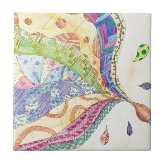 De gekleurde quilt tegeltje (Voorkant)