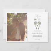 De geknoteerde palm Trees tropical Wedding Save th Kaart (Voorkant)