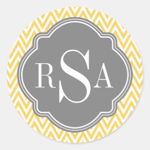 De gele Aanvankelijke Brieven van het Monogram van Ronde Sticker