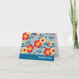 De gele, Blauwe & Oranje Moderne BloemenKaart van Bedankkaart