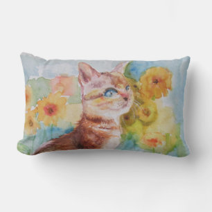 De Gele Bloemen Veld Kat Worp Kussen