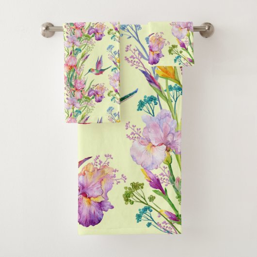 De gele kolibrie tuin badhanddoek set bad handdoek (Insitu)