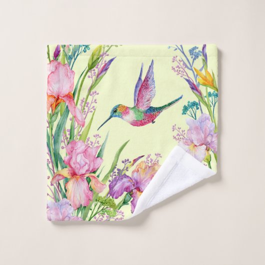 De gele kolibrie tuin badhanddoek set bad handdoek (Wasdoekje)