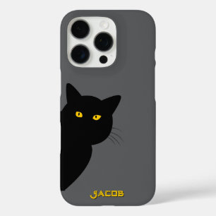 De gele ogen zwarte kat groet je op maat iPhone 16 pro hoesje