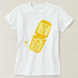 De Gele Telefoon T-Shirt van de Tik van de Retro