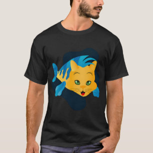 De gele vis die de zeemeermin vergezelt, kat t-shirt