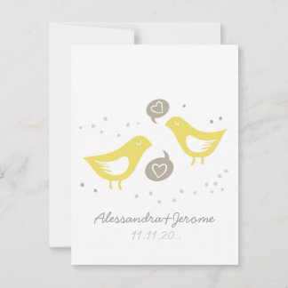 de gele vogels hebben een briefje advieskaart