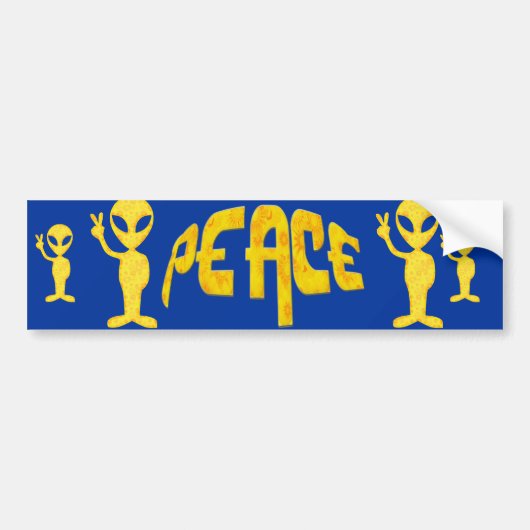 De Gele VredesAlien Bumpersticker (Voorkant)