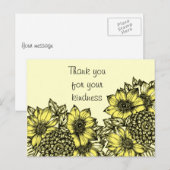 De gele Zonnebloemen danken u Briefkaart (Voorkant / Achterkant)