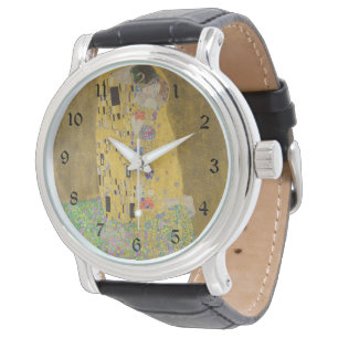 De Geliefden Kustende Omhelzing door Gustav Klimt Horloge