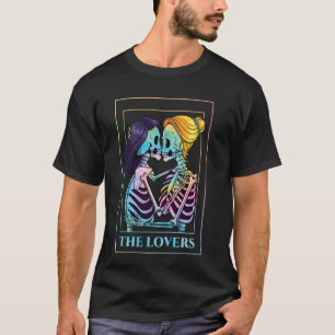 De geliefden zoenen lesbische skeletten Tarot Kaar T-shirt