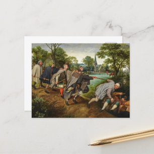De gelijkenis van blinden die blinden leiden briefkaart