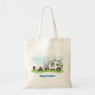 De gelukkige Aanhangwagen van de Kampeerauto Tote Bag