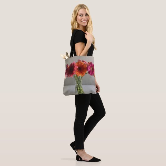 De gelukkige Gerbera Kleurrijke Bloem +Custom Naam Draagtas (Op model)