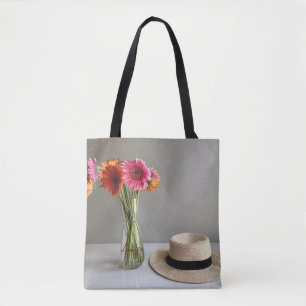 De gelukkige Gerbera Kleurrijke Bloem +Custom Naam Draagtas