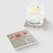 De gelukkige Gerbera Roze Bloem Foto +Custom Naam Stenen Onderzetter (Zijkant)