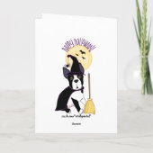 De gelukkige Heks van Halloween Boston Terrier Kaart (Achterkant)