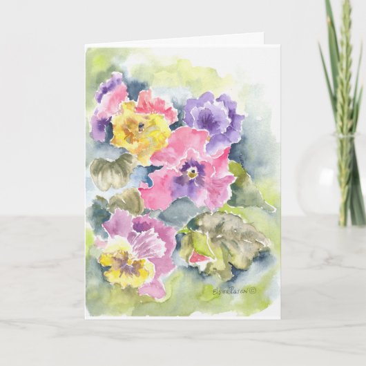 De gelukkige Kaart van de Waterverf van Pansies (Voorkant)