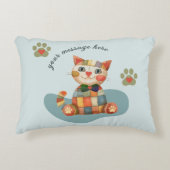 De Gelukkige Kat Kleurrijke Patchwork Maatwerk Accent Kussen (Voorkant)