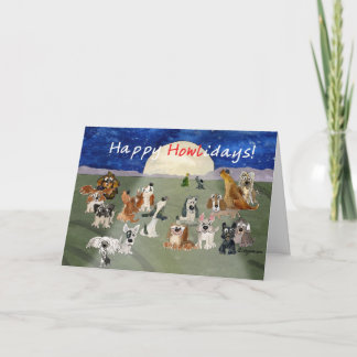 De gelukkige Kerstkaart van de Honden van de Feestdagen Kaart