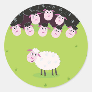 De gelukkige kleine schattige schapen ronde sticker