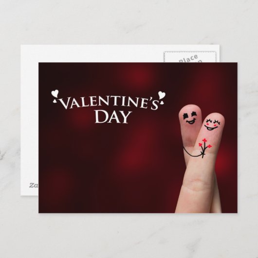 De gelukkige Omhelzing van de Vinger op Feestdagenkaart (Voorkant / Achterkant)