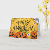 De gelukkige Pompoenen van Halloween Kaart (Gele Bloem)