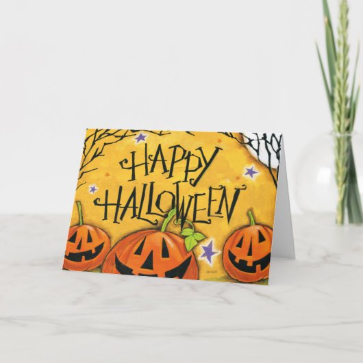 De gelukkige Pompoenen van Halloween Kaart (Voorkant)