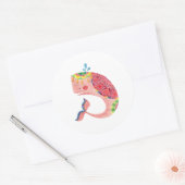 De gelukkige roze walvis ronde sticker (Envelop)