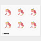 De gelukkige roze walvis ronde sticker (Vel)