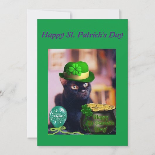 De gelukkige St. Patrick Kaart van de Dag met Kat (Voorkant)