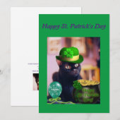 De gelukkige St. Patrick Kaart van de Dag met Kat (Voorkant / Achterkant)