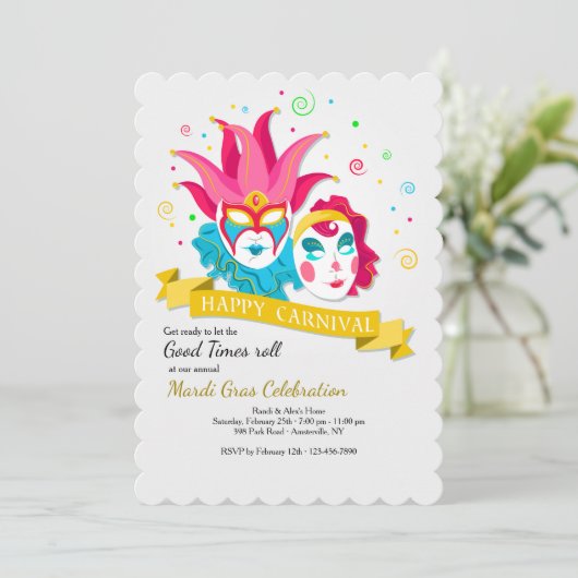 De gelukkige Uitnodiging van Carnaval (Staand voorkant)