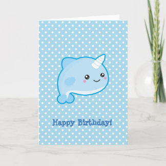De Gelukkige Verjaardag van de Narwal van Kawaii Kaart