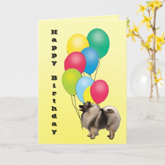 De Gelukkige Verjaardag van Keeshond Kaart (Gele Bloem)