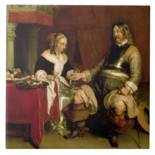 De Gentleman Soldaat (olie op doek) Tegeltje